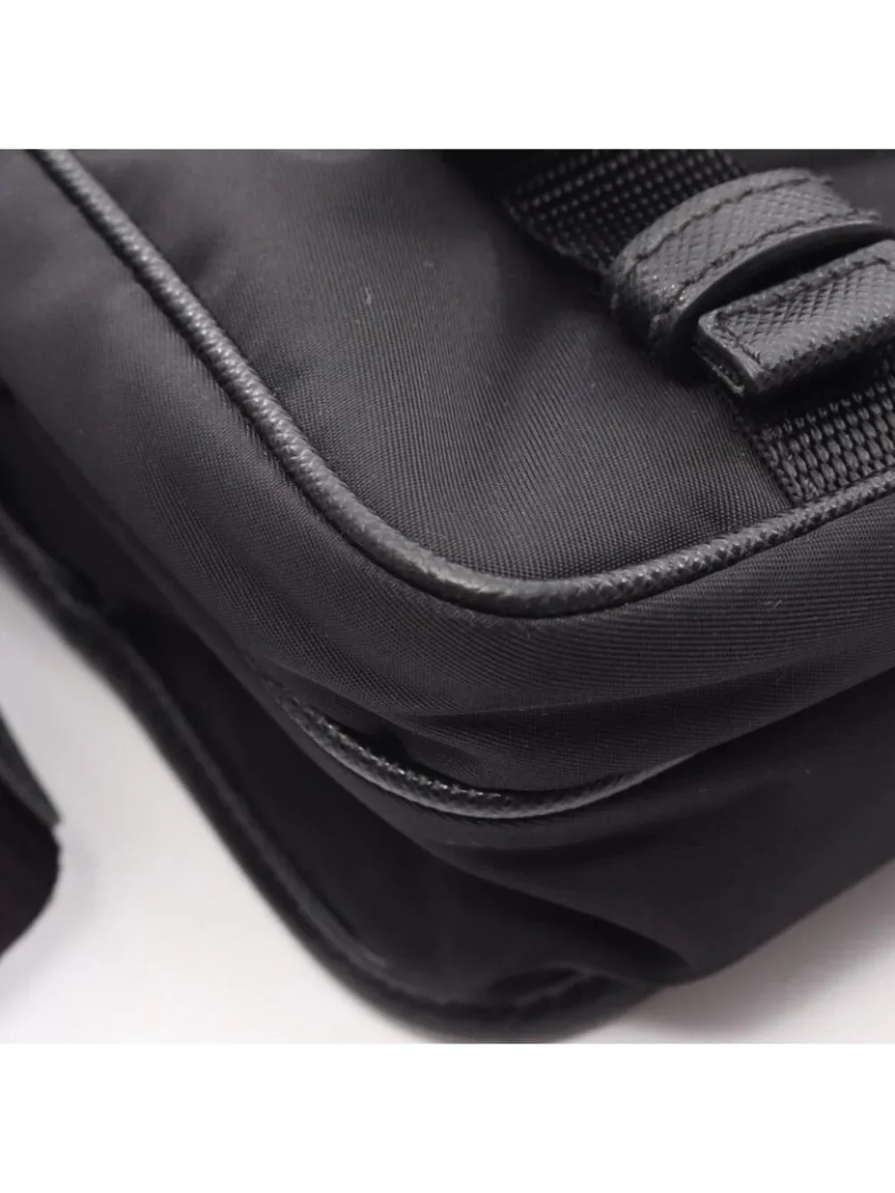 Prada Shoulder Bag Re-Nylon Tessuto Saffiano Black Nylon Leather Triangle Logo